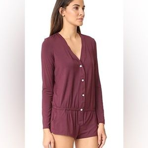 EBERJEY Long Sleeve Teddy In Vineyard Wine Sz M